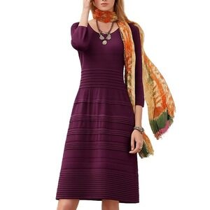 Sundance Sculptured Delight Knit Sweater Dress Silk Tiered Purple‎ Size Large